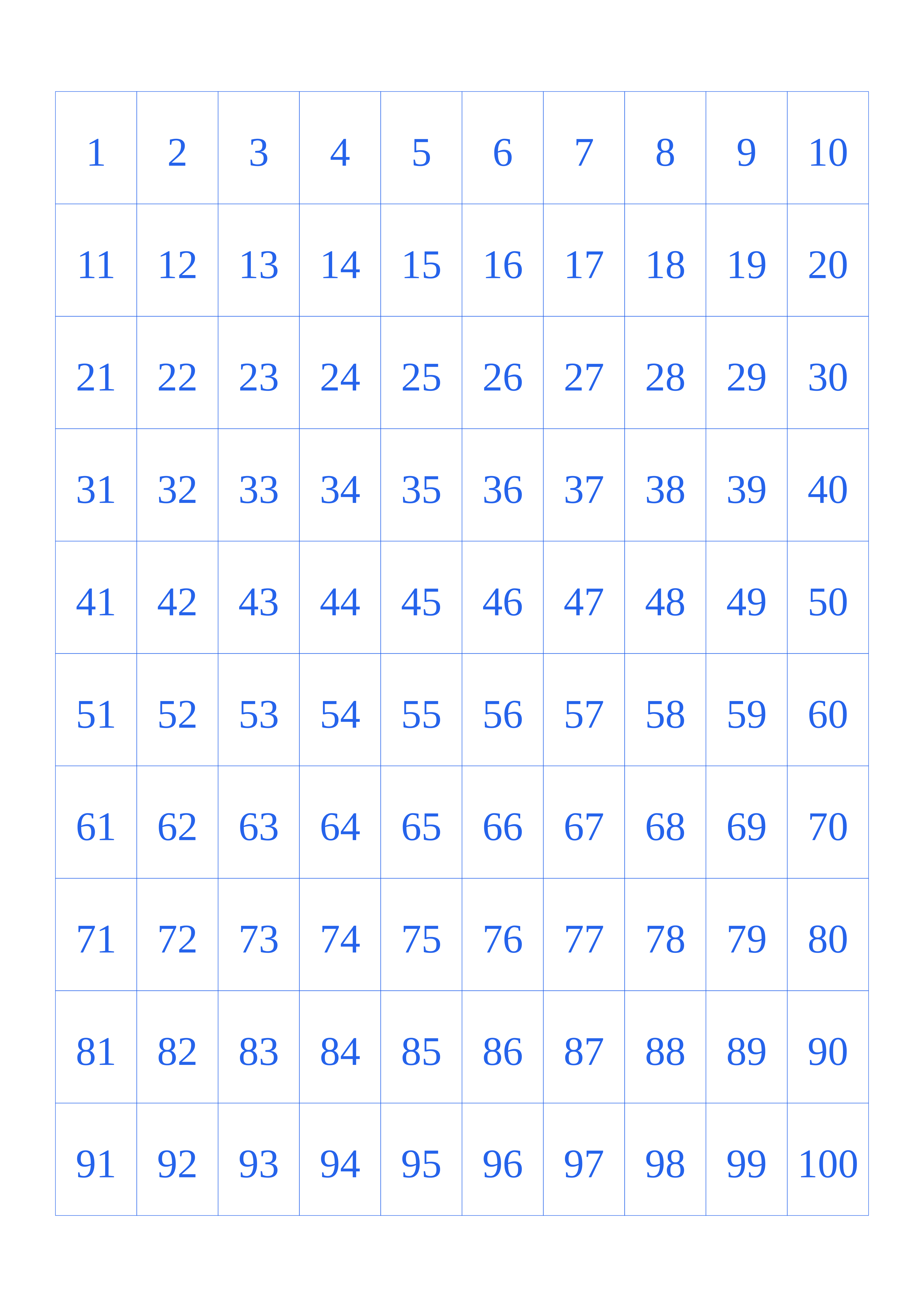 A3 number grid for the wall