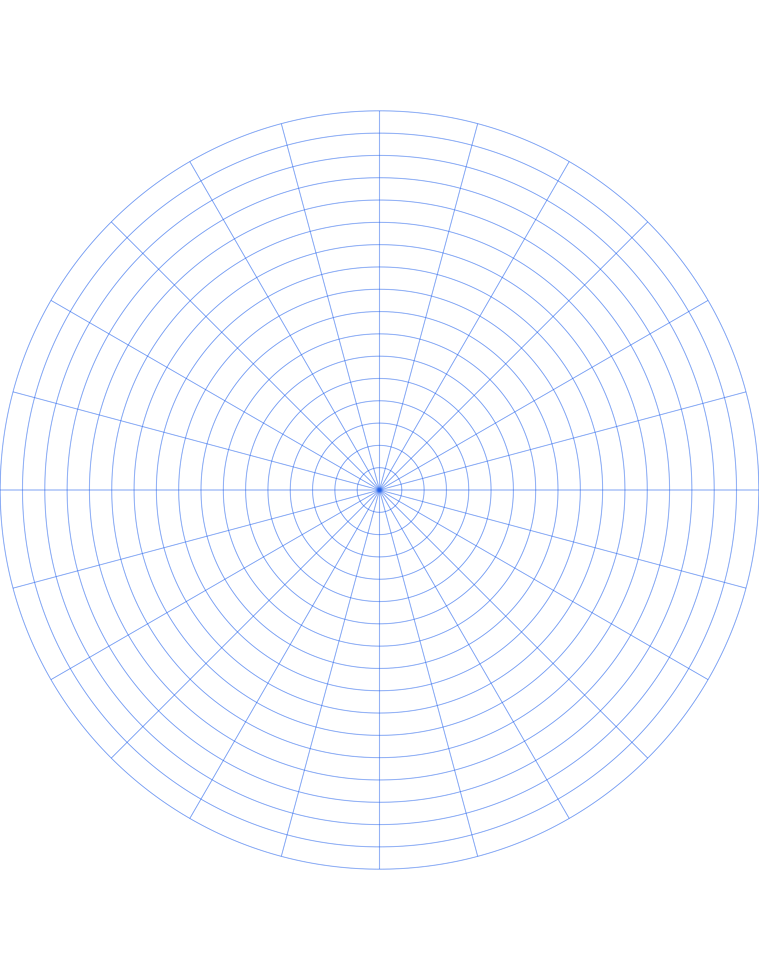 Letter 1/4 Inch Printable Polar Graph Paper preview