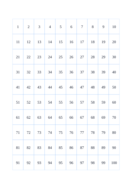 Number Grid preview